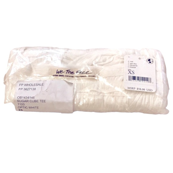 Free People We the Free Sugar Cube Short Sleeve Tee XS Optic White New with Tags - Picture 5 of 8